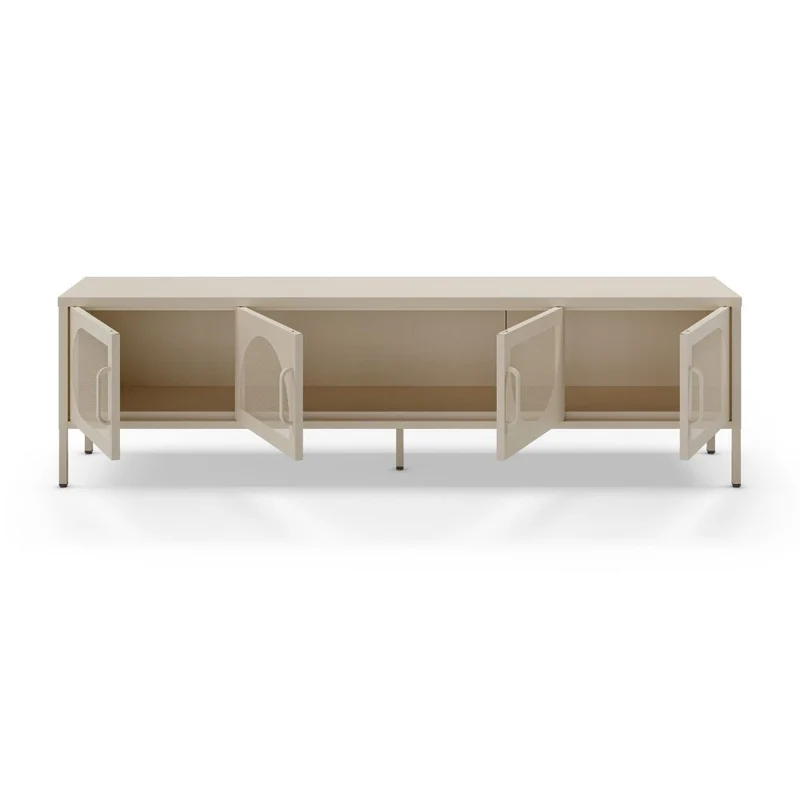 Porta TV in metallo con 4 ante reticolate colore crema 180x35x50H Tayra
