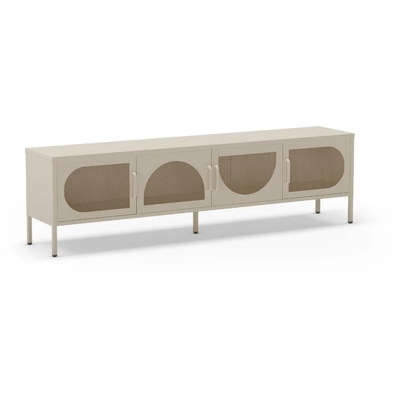 Porta TV in metallo con 4 ante reticolate colore crema 180x35x50H Tayra
