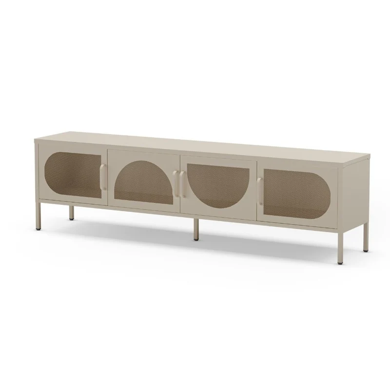 Porta TV in metallo con 4 ante reticolate colore crema 180x35x50H Tayra