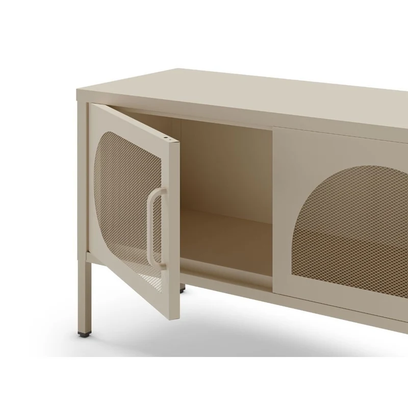 Porta TV in metallo con 4 ante reticolate colore crema 180x35x50H Tayra