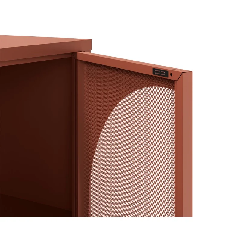 Credenza in metallo con 4 ante reticolate colore terracotta 160x40x90H Tayra