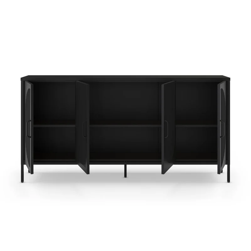 Credenza in metallo con 4 ante reticolate colore nero 160x40x90H Tayra