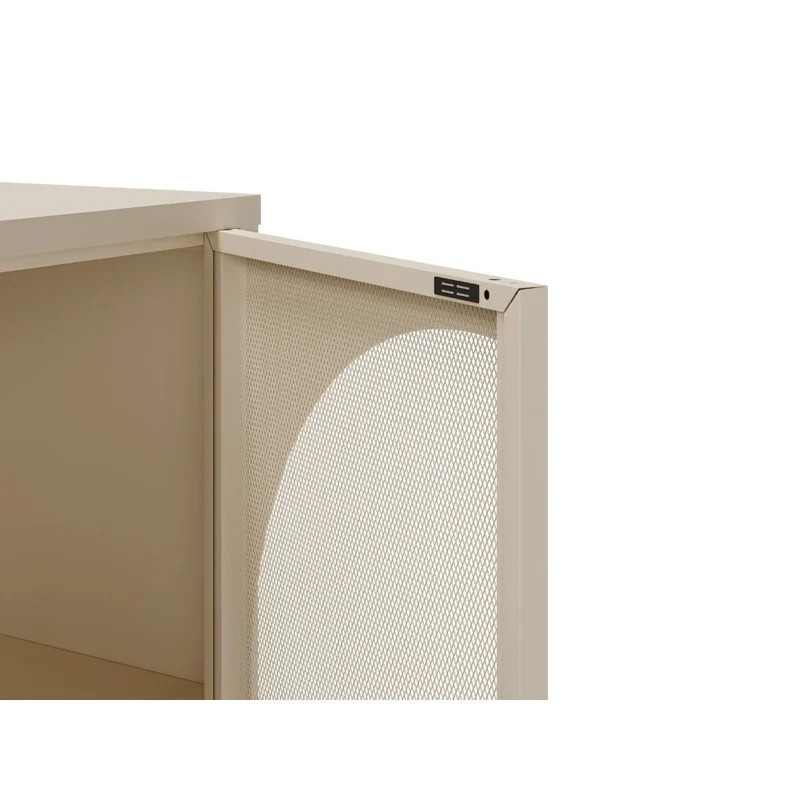 Credenza in metallo con 4 ante reticolate colore crema 160x40x90H Tayra