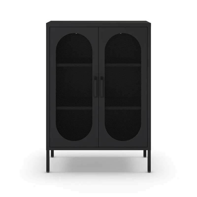 Mobile in metallo nero con ante reticolate 70x40x100H Diora