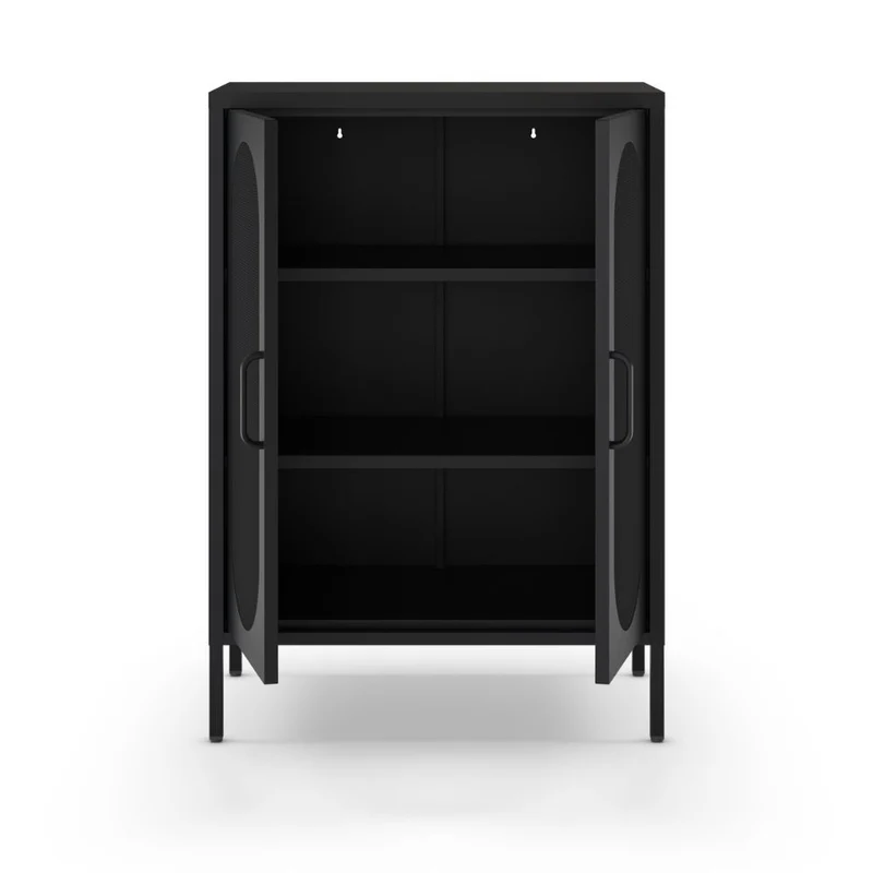 Mobile in metallo nero con ante reticolate 70x40x100H Diora