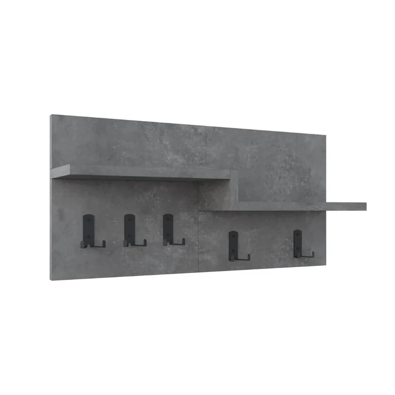 Appendiabiti a muro con mensole e 5 ganci Harmon colore retro grey