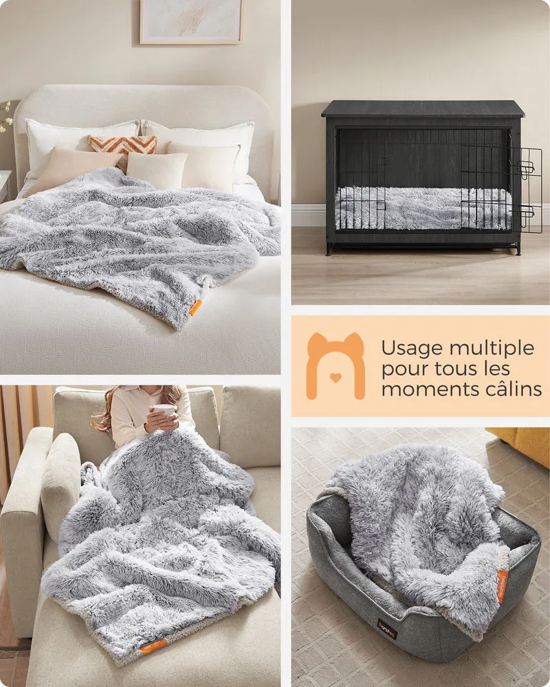 Couverture chien réversible protection canapé 102 x 73 cm confort doux style moderne en peluche gris ombré 12_0011208