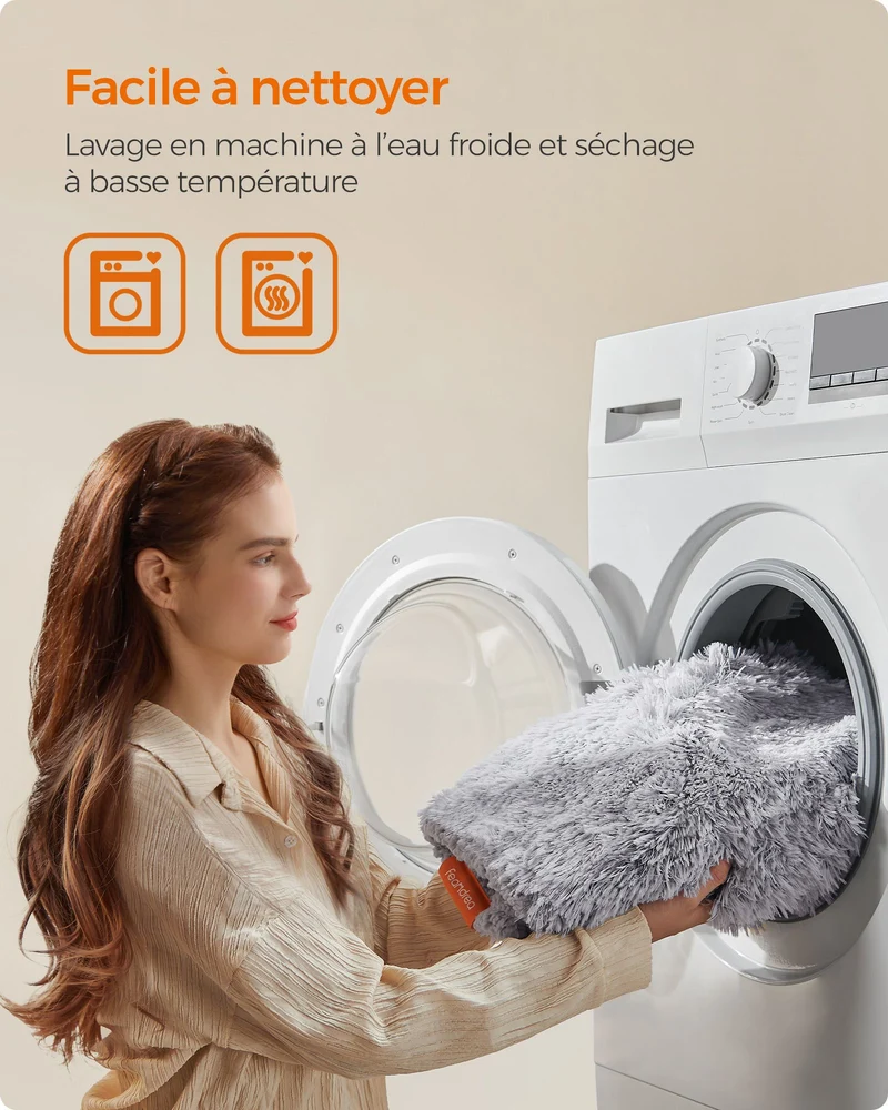 Couverture chien réversible protection canapé 102 x 73 cm confort doux style moderne en peluche gris ombré 12_0011208