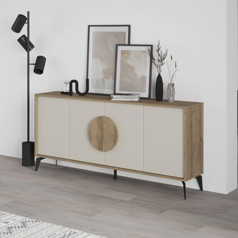 Madia 4 ante colore noce e sandstone 180x35,6x82 Gora180