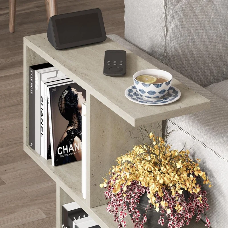 Tavolino da salotto colore travertino beige 60x19,5x60H Homemania