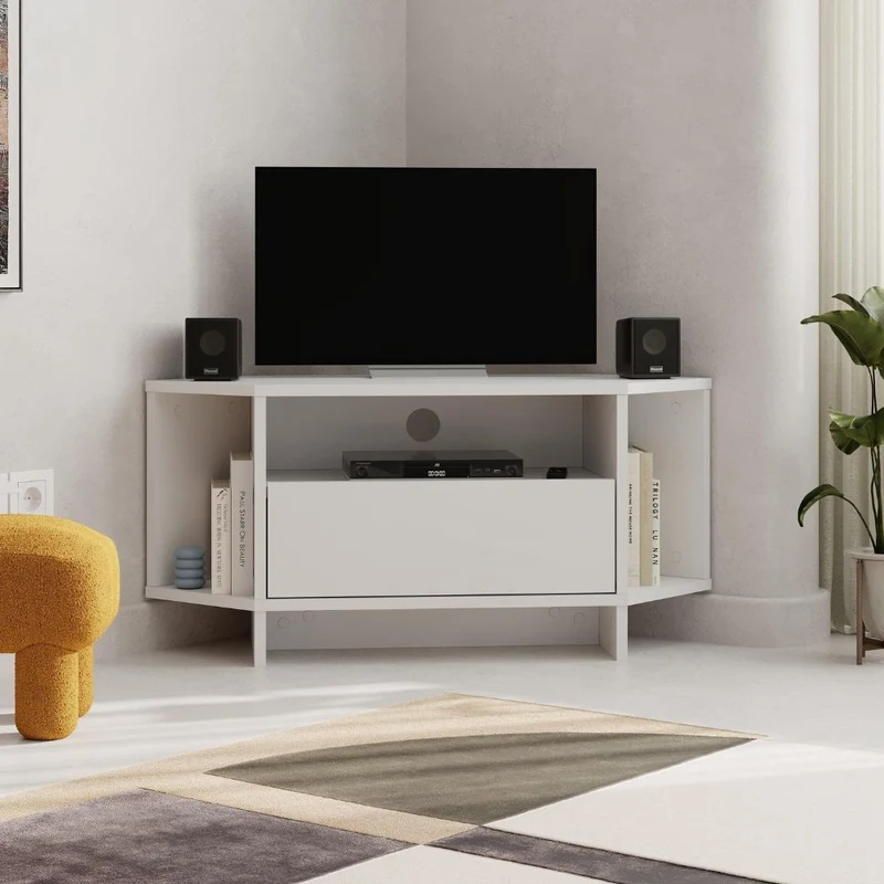 Porta Tv angolare colore bianco 95.7x35.4x45.3H Viva