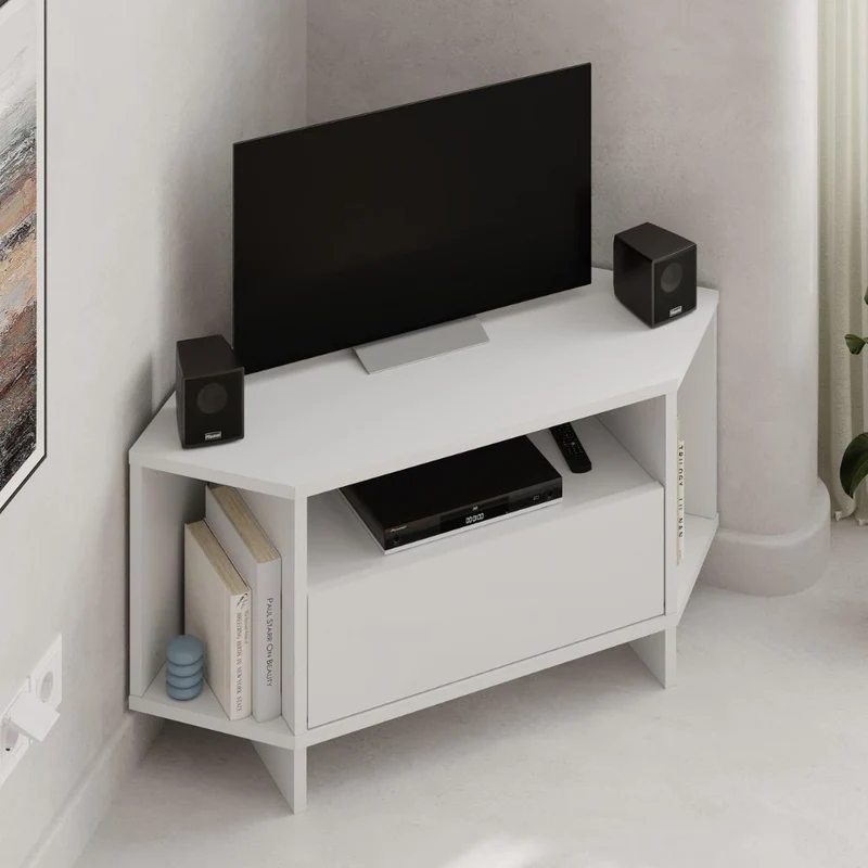 Porta Tv angolare colore bianco 95.7x35.4x45.3H Viva