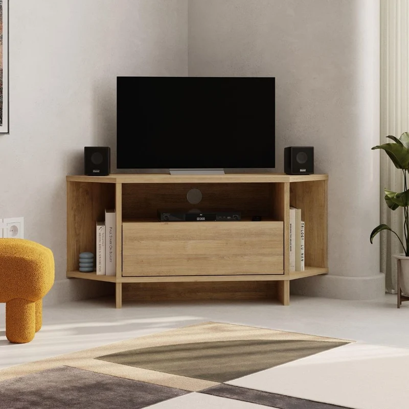 Porta Tv angolare colore rovere 95.7x35.4x45.3H Viva