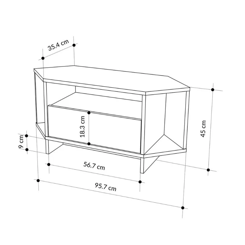 Porta Tv angolare colore rovere 95.7x35.4x45.3H Viva