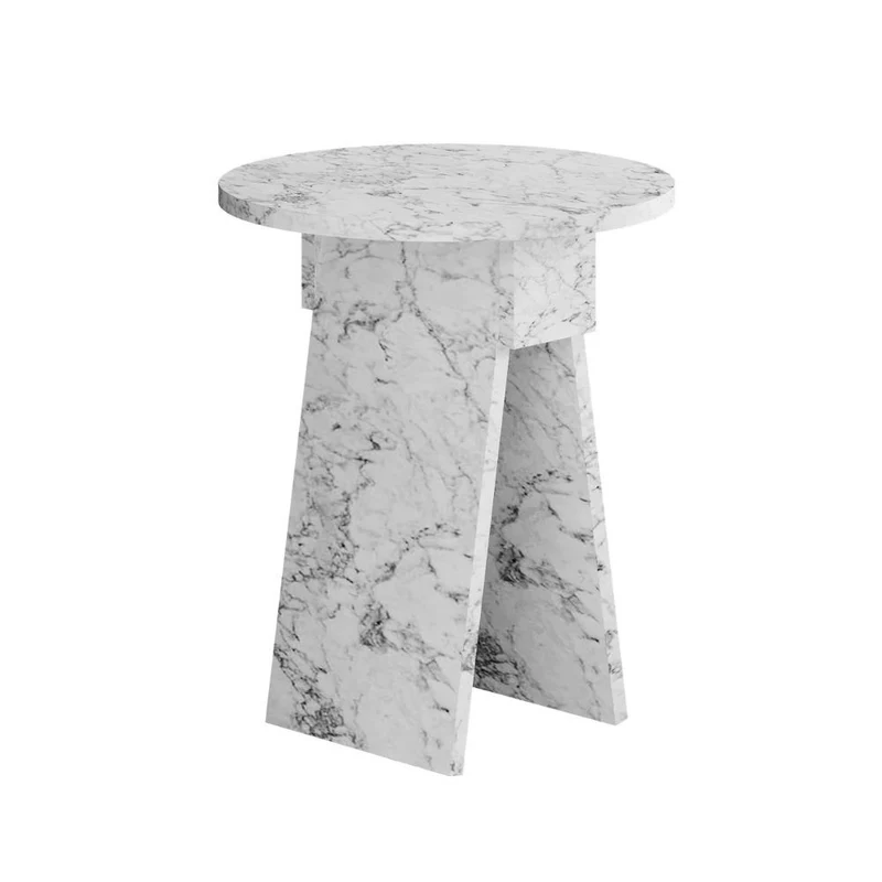 Tavolino da salotto effetto marmo carrara bianco Chen