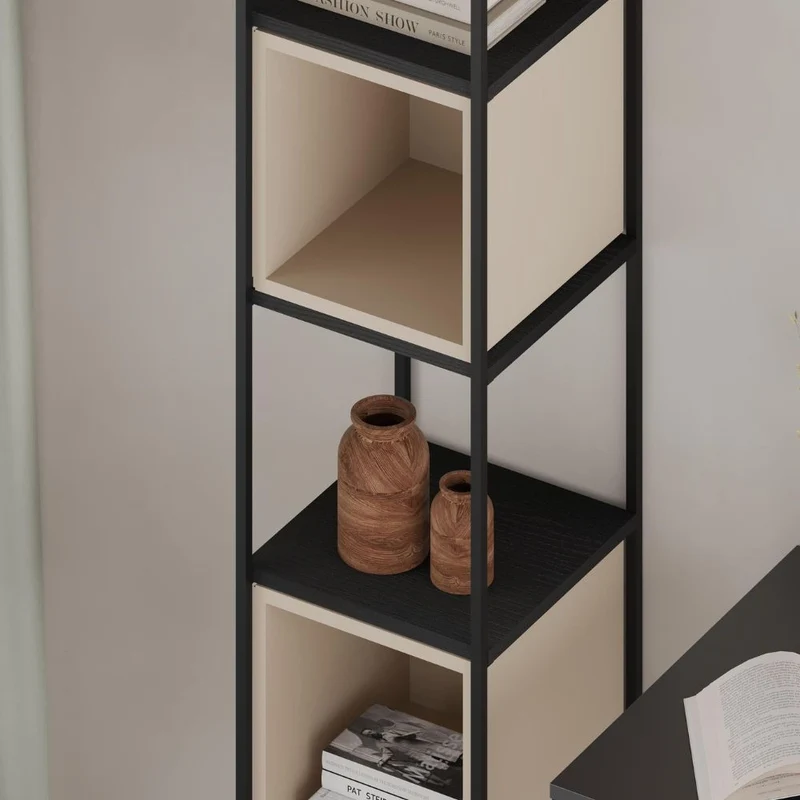 Libreria struttura in metallo nero e cubotti colore sandstone 36.2x39x179H Vale Mini