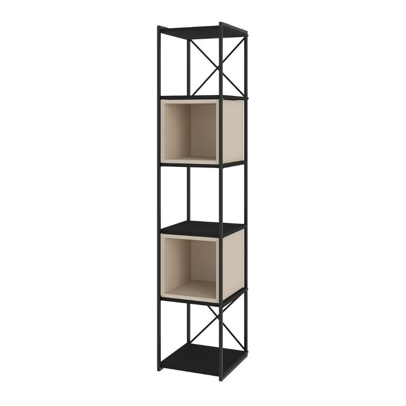 Libreria struttura in metallo nero e cubotti colore sandstone 36.2x39x179H Vale Mini