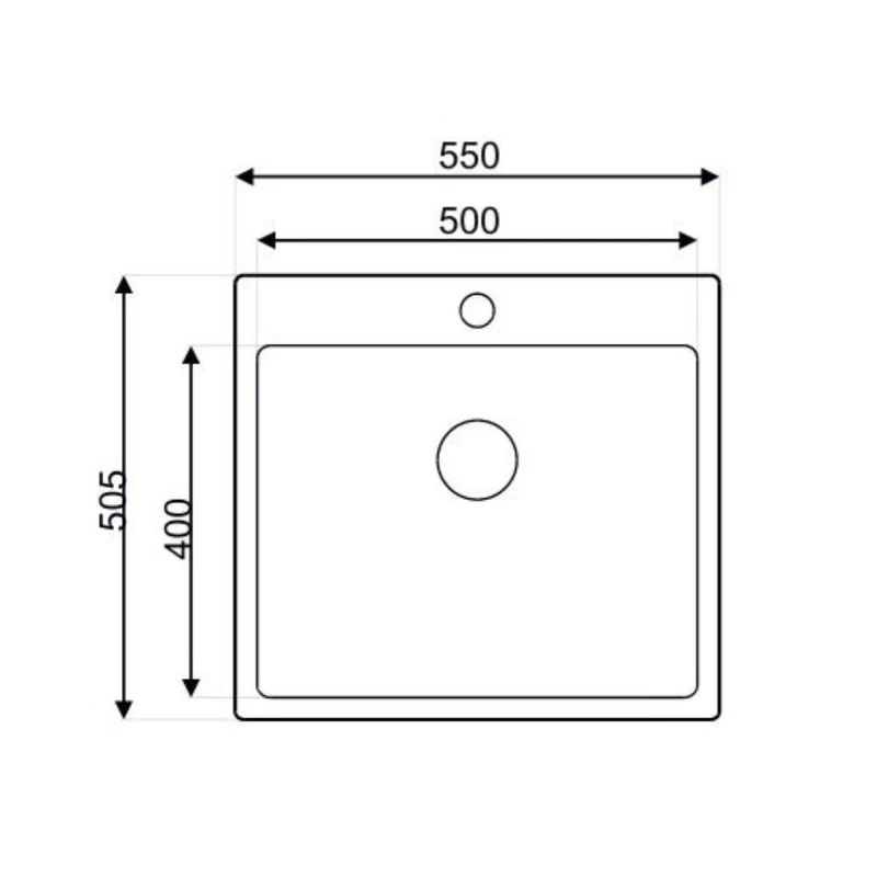 Lavello incasso monovasca 55x50.5x20H Samet SA383 inox
