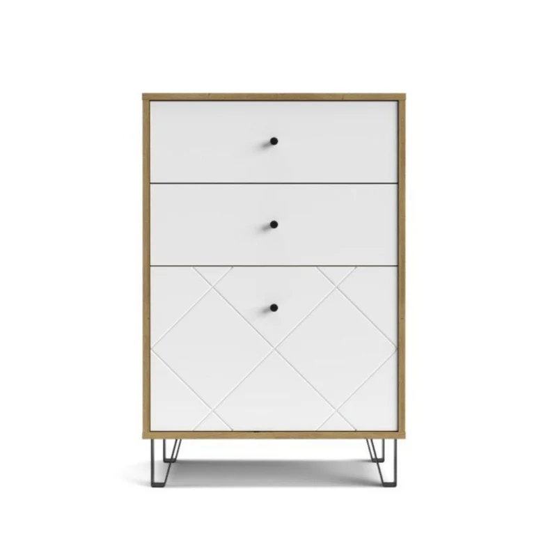Cassettiera 2 cassetti e anta BolloBO18 63.4x40x95.55H colore rovere bianco