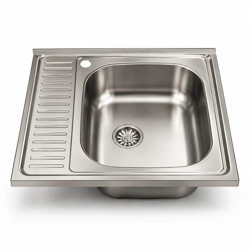 Lavello cucina da appoggio quadrato una vasca inox 60x15H cm - Samet SA24