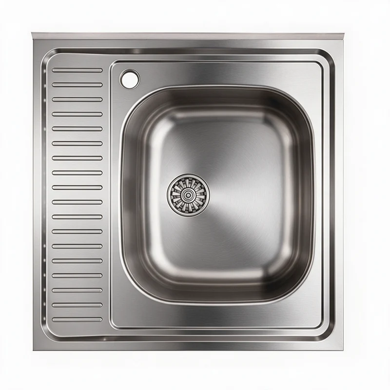 Lavello cucina da appoggio quadrato una vasca inox 60x15H cm - Samet SA24