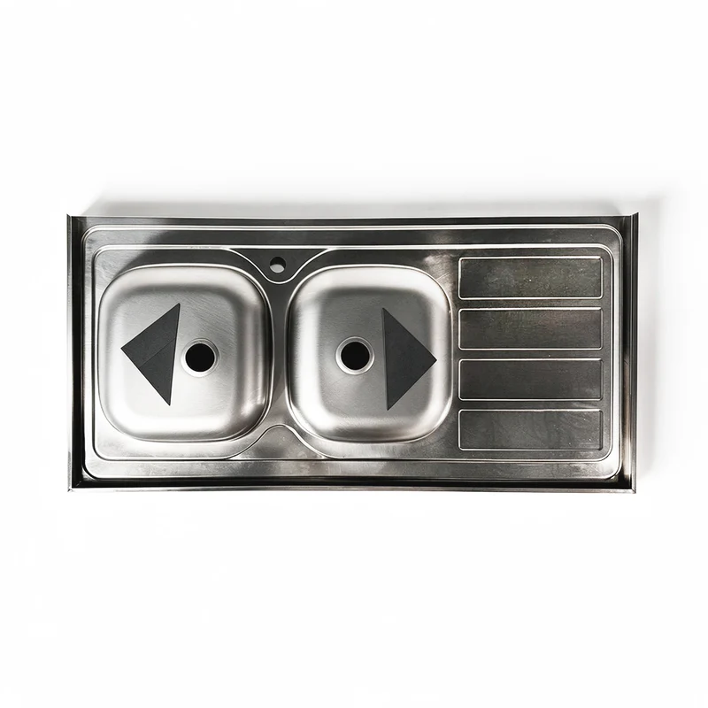 Lavello cucina da appoggio due vasche con gocciolatoio sinistro 120x60 cm - Samet SA46SX