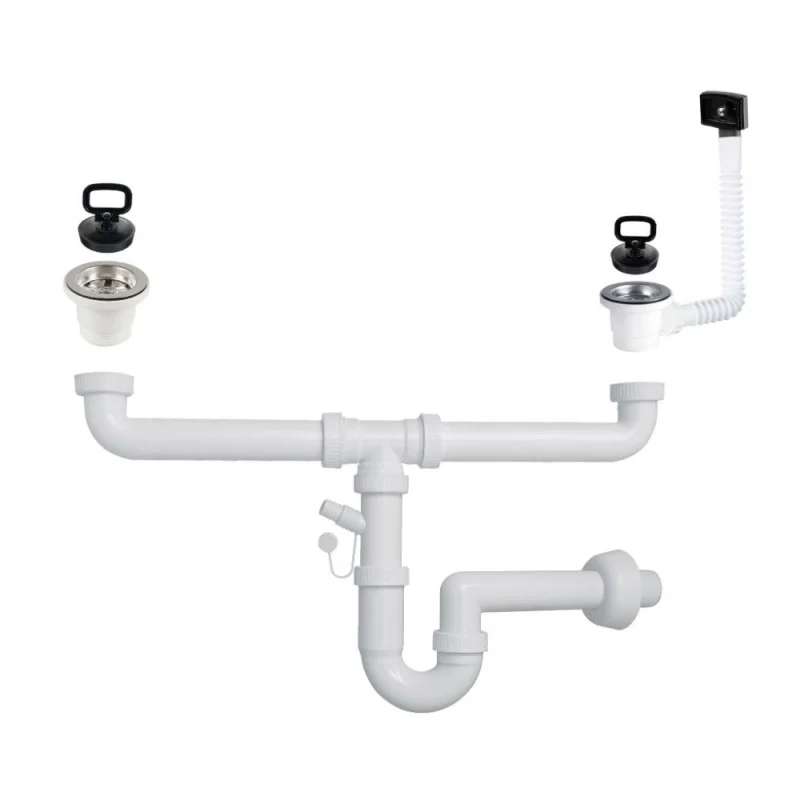 Lavello cucina da appoggio due vasche con gocciolatoio sinistro 120x60 cm - Samet SA46SX