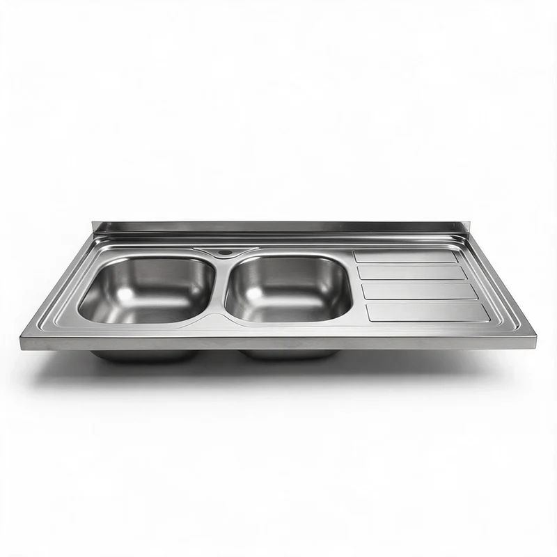Lavello cucina da appoggio due vasche con gocciolatoio destro 120x60 cm - Samet SA46DX