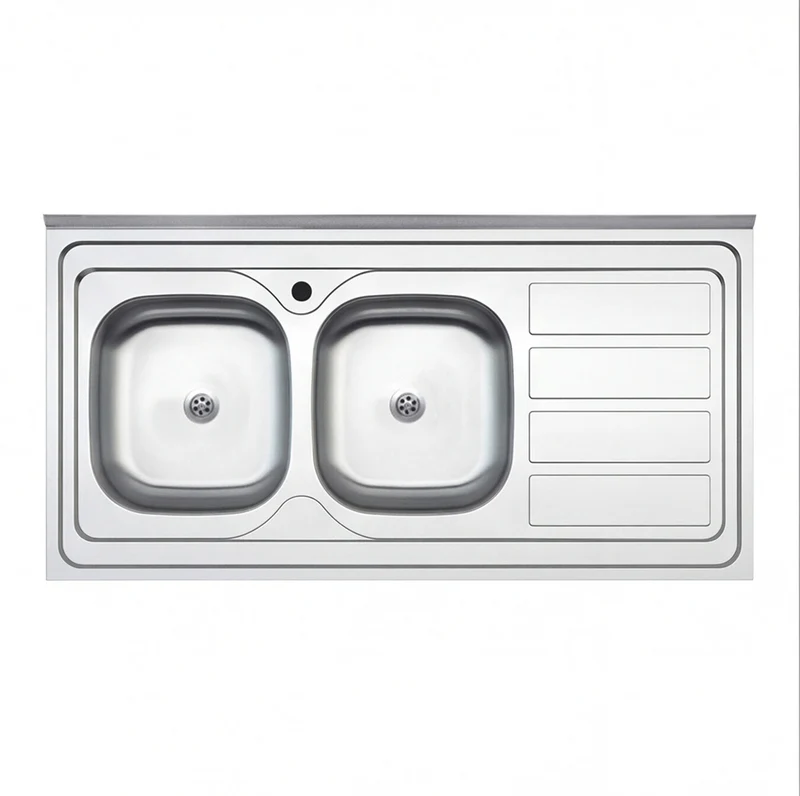 Lavello cucina da appoggio due vasche con gocciolatoio destro 120x60 cm - Samet SA46DX