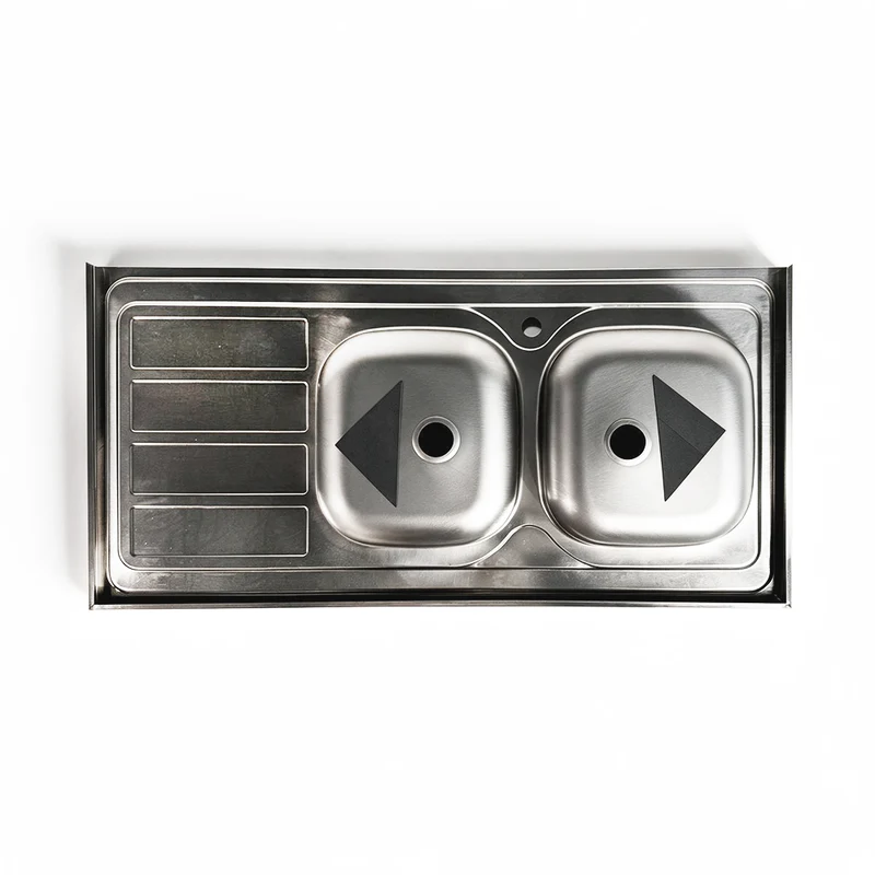 Lavello cucina da appoggio due vasche con gocciolatoio destro 120x60 cm - Samet SA46DX