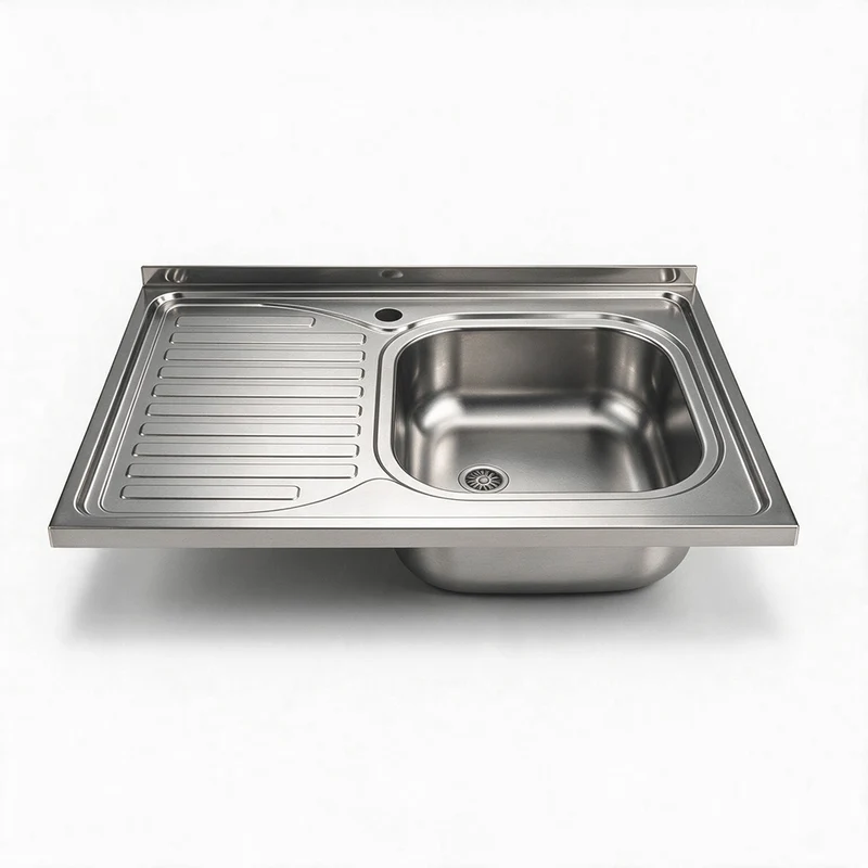 Lavello cucina da appoggio una vasca con gocciolatoio sinistro 80x60 cm - Samet SA30SX