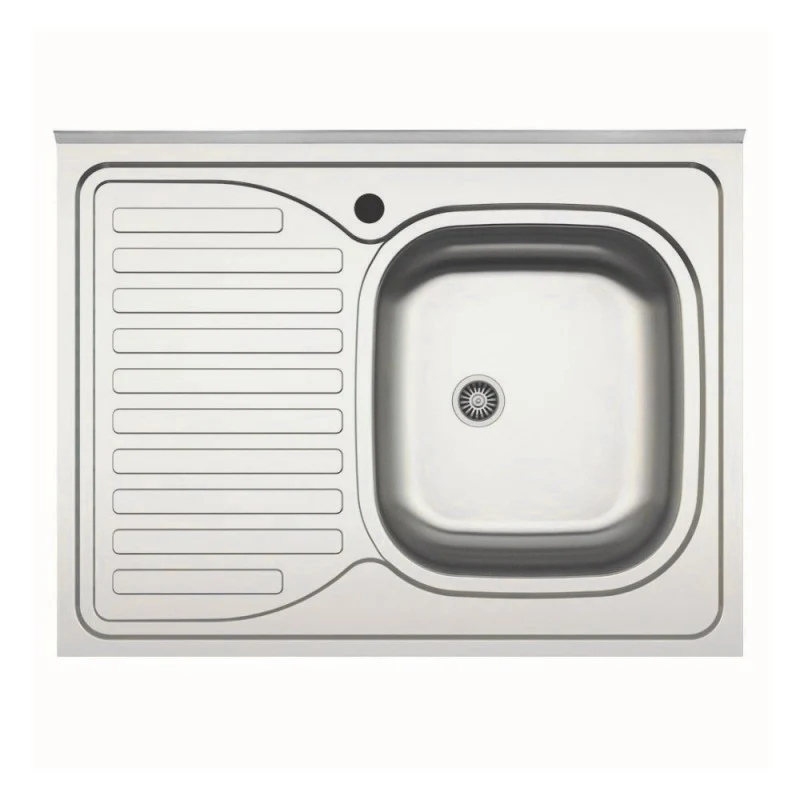 Lavello cucina da appoggio una vasca con gocciolatoio sinistro 80x60 cm - Samet SA30SX
