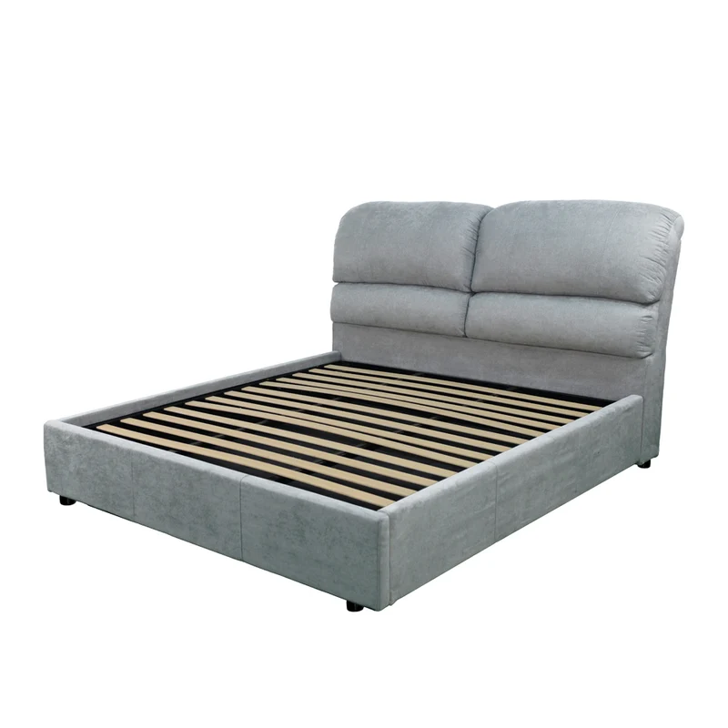 Letto matrimoniale con contenitore in tessuto colore grigio chiaro - Sofaback