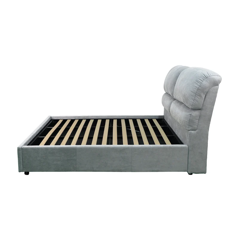 Letto matrimoniale con contenitore in tessuto colore grigio chiaro - Sofaback