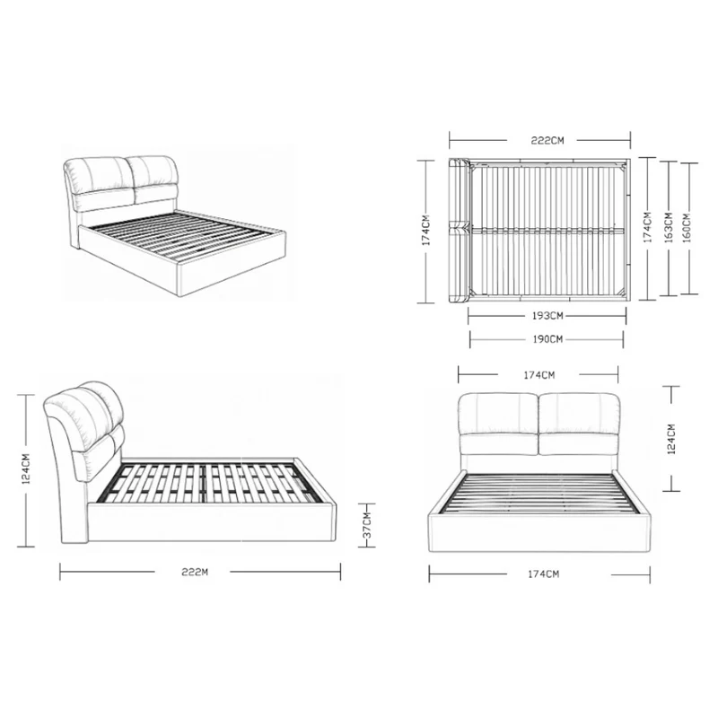 Letto matrimoniale con contenitore in tessuto colore grigio chiaro - Sofaback