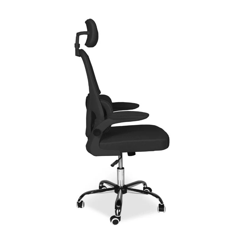Poltrona da ufficio ergonomica in rete nera con base cromata e ruote - Ribis