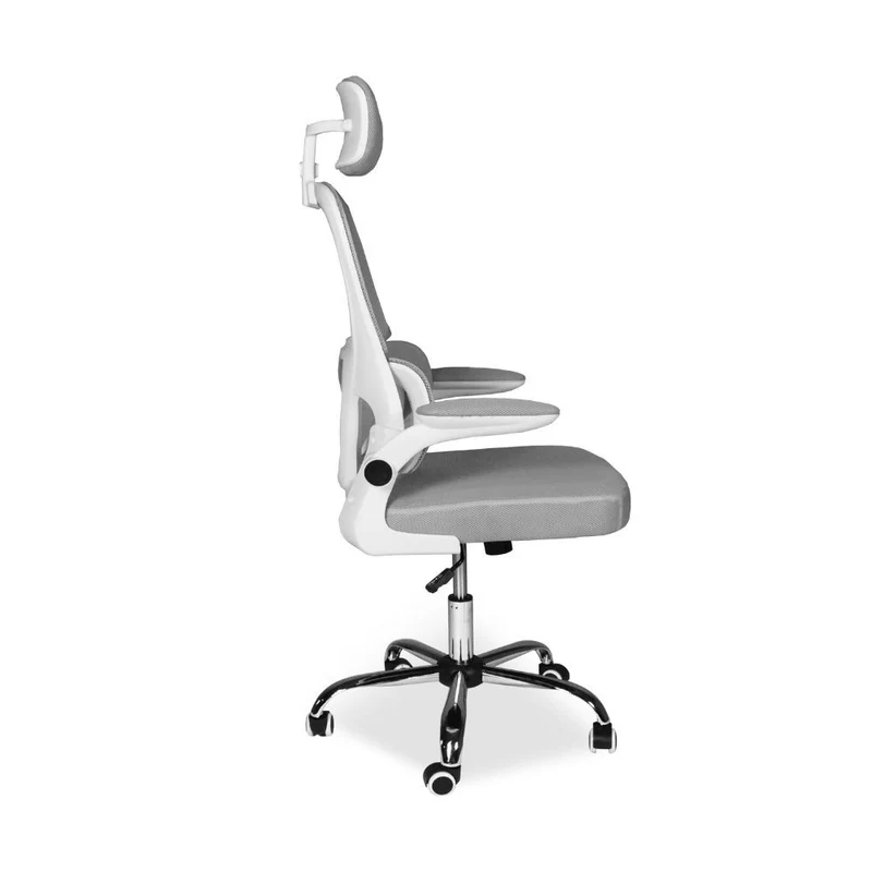 Poltrona da ufficio ergonomica in rete grigia con base cromata e ruote - Ribis