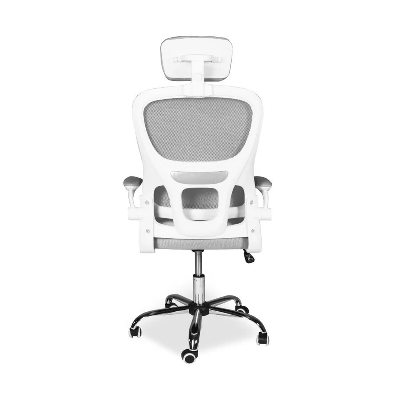 Poltrona da ufficio ergonomica in rete grigia con base cromata e ruote - Ribis
