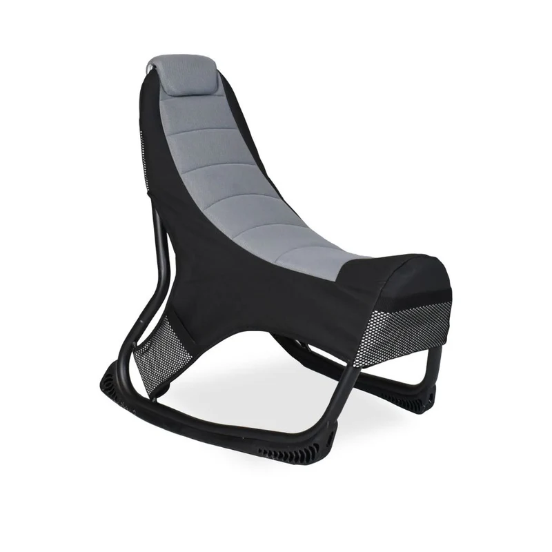 Sedia poltrona gaming in tessuto con base curva colore grigio e nero - Kordi