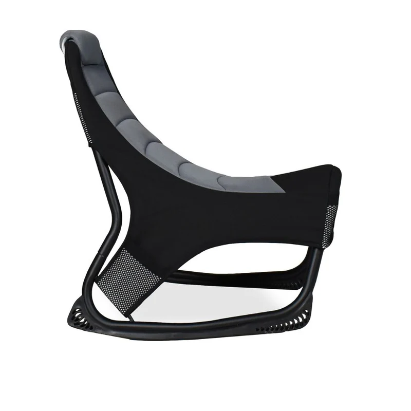 Sedia poltrona gaming in tessuto con base curva colore grigio e nero - Kordi