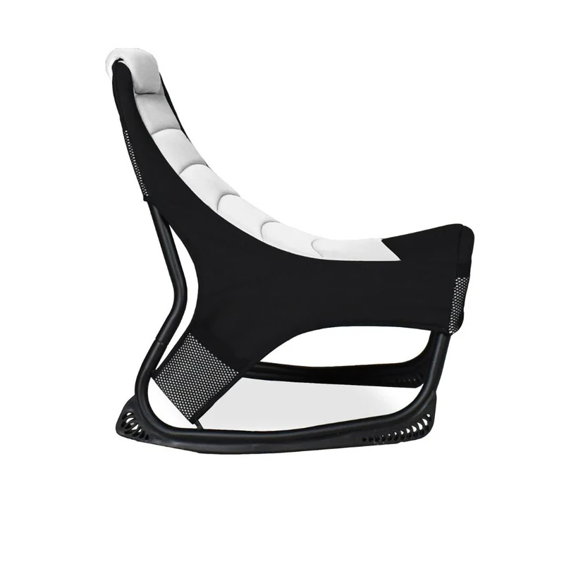 Sedia poltrona gaming in tessuto con base curva colore bianco e nero - Kordi
