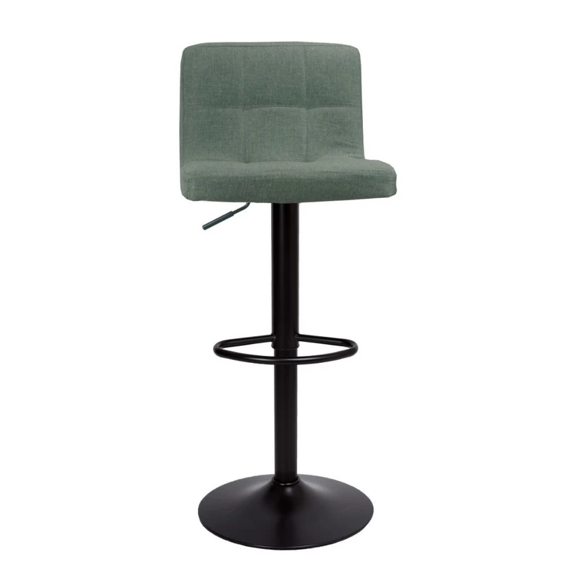 Sgabello con seduta regolabile tessuto verde e base metallo nero opaco - Mokav