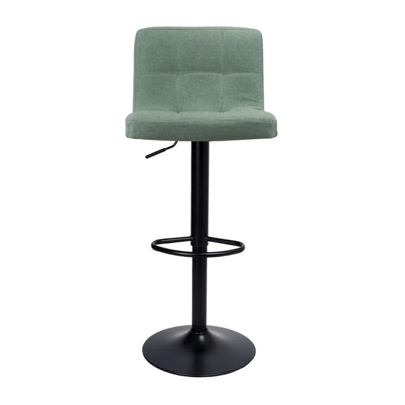 Sgabello con seduta regolabile tessuto verde e base metallo nero opaco - Mokav