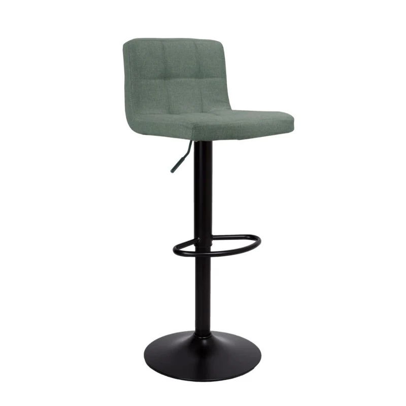 Sgabello con seduta regolabile tessuto verde e base metallo nero opaco - Mokav