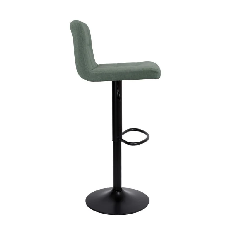 Sgabello con seduta regolabile tessuto verde e base metallo nero opaco - Mokav