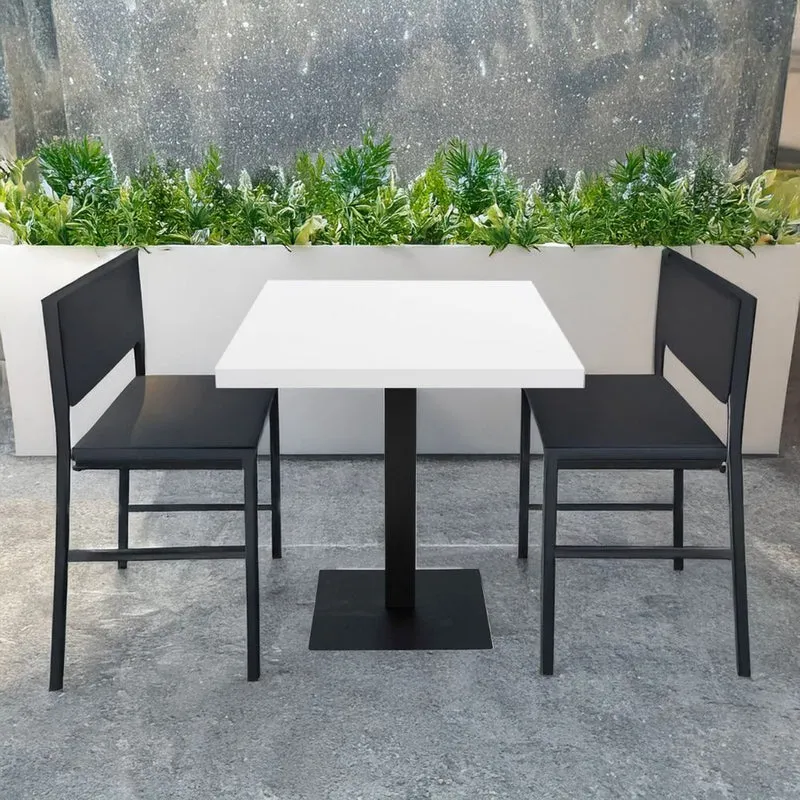 Tavolo quadrato con piano bianco e base in metallo nera 80x80 cm - Jeil