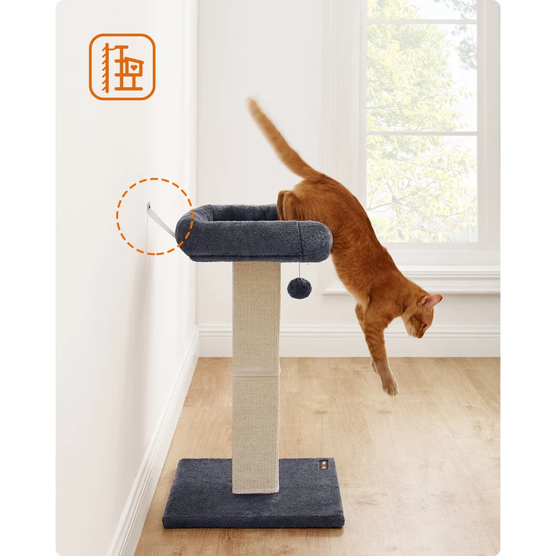 Griffoir pour chat avec plateforme cosy 45 x 40 x 71 cm en panneau d'aggloméré gris foncé 12_0010544