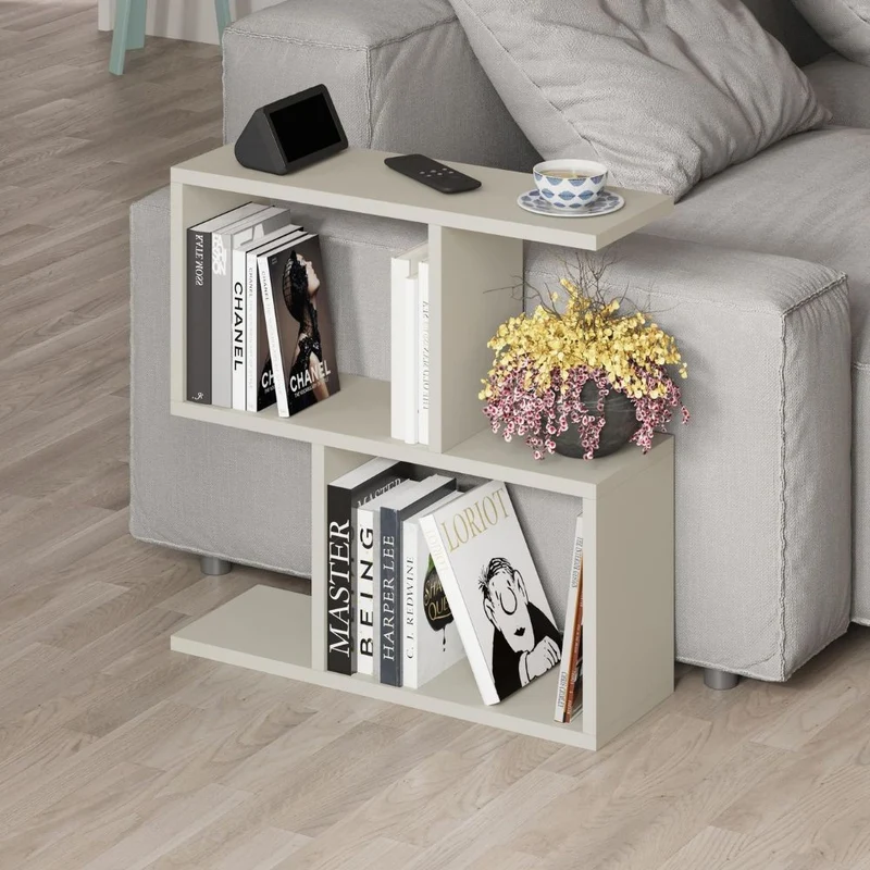 Tavolino da salotto moderno colore sabbia con ripiani 60x60H cm - Hommy