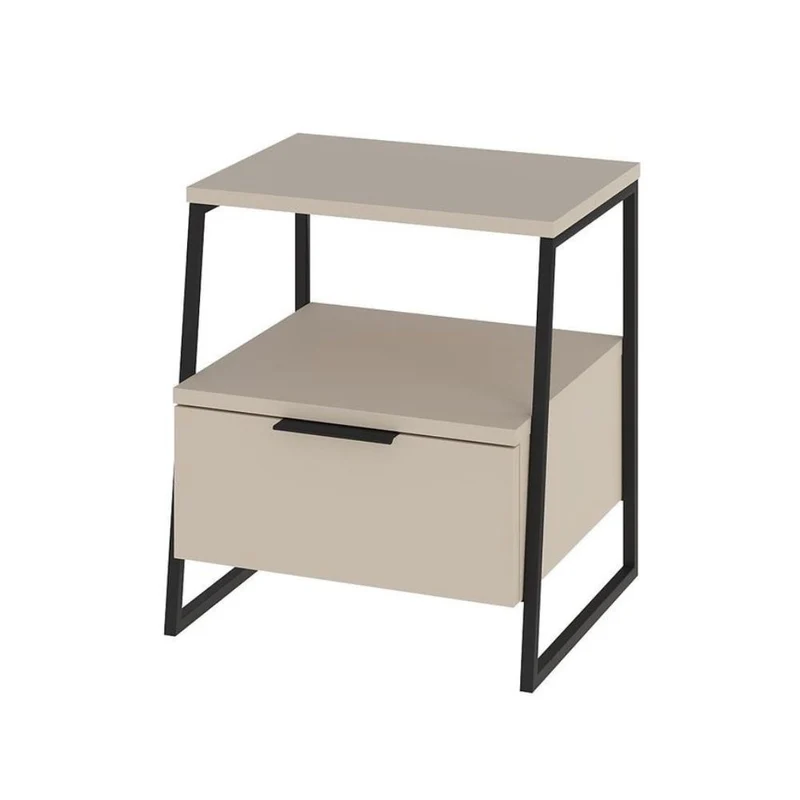 Comodino con cassetto e ripiani colore sabbia 45x41x50H cm - Melot
