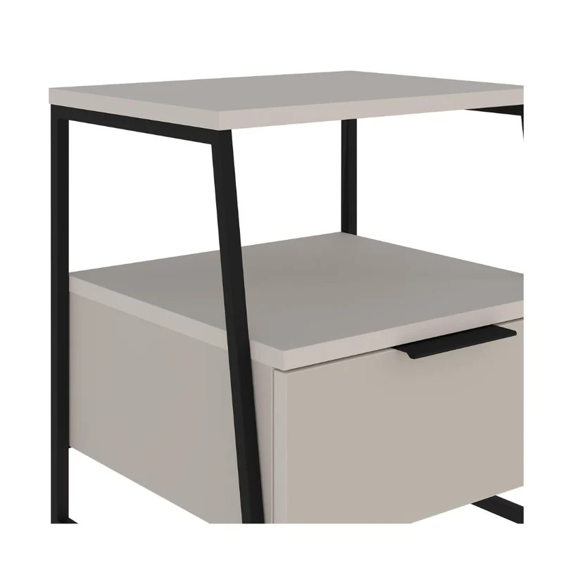Comodino con cassetto e ripiani colore sabbia 45x41x50H cm - Melot
